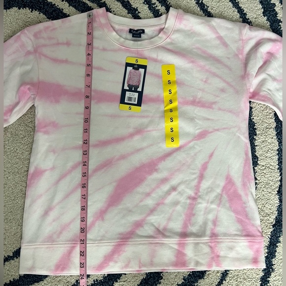 🆕 NWT Splendid Pink White Tie Dye Cozy Crewneck Pullover Sweatshirt, Small - Picture 4 of 6